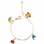 Children's Owl + Dolphin + Ladybug + Bee Bracelet in 18K Gold