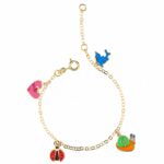 Bracelet with Heart + Ladybug + Snail + Child's Dolphin in 18K Gold