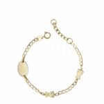 Bracelet with Oval Plaque and 2 Boxed Elements for Child in 18K Gold