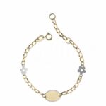 Bracelet with Oval Plaque and 2 slab elements for Child in 18K Gold
