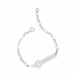 Bracelet with plaque and laser-etched element for Child in 18K Gold