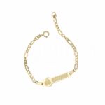 Bracelet with plaque and laser-etched element for Child in 18K Gold