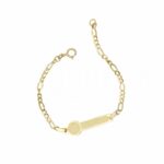 Bracelet with plaque and laser-etched element for Child in 18K Gold