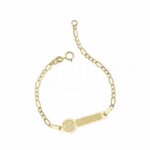 Bracelet with plaque and laser-etched element for Child in 18K Gold