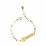 Bracelet with plaque and laser-etched element for Child in 18K Gold