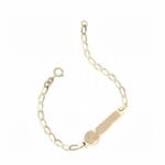 Bracelet with plaque and laser-etched element for Child in 18K Gold