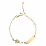 Bracelet with plaque and boxed element for Child in 18K Gold
