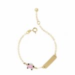 Bracelet with enameled elements and 18K Gold Child's plaque