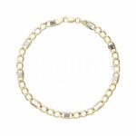 Men's Figaro Flat Chain Link Bracelet in 18K Gold