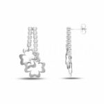 Women's Multi-strand Tennis Earrings with Slab Element in 18K Gold