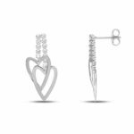 Women's Multi-strand Tennis Earrings with Slab Element in 18K Gold