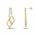 Women's Multi-strand Tennis Earrings with Slab Element in 18K Gold