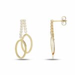 Women's Multi-strand Tennis Earrings with Slab Element in 18K Gold