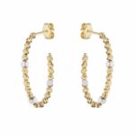 Women's Oval Earrings with Spheres and Cubes in 18K Gold