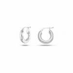 Women's Smooth Reed Hoop Earrings in 18K Gold