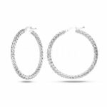 Women's Fancy Round Barrel Hoops in 18K Gold