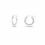 Women's 18K Gold Diamond Round Barrel Hoops
