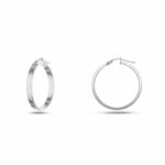 Women's Flat Barrel Hoop Earrings in 18K Gold