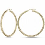Women's Fancy Round Barrel Hoops in 18K Gold