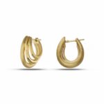 Women's Electroformed Scaled 3 Oval Earrings in 18K Gold
