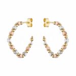 Square Earrings with Spheres and Cubes for Women in 18K Gold