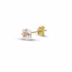 Men's Printed Dot Light Earrings with Square Stone in 18K Gold