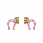 Child's Enameled Horseshoe Earrings in 18K Gold