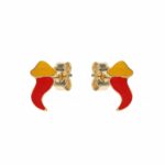Neapolitan Horn Enameled Child's Earrings in 18K Gold
