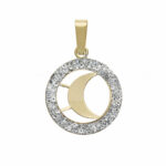 Women's 18K Gold Zirconated Circle Slab Pendant