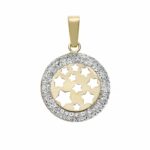 Women's 18K Gold Zirconated Circle Slab Pendant