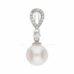 Women's pearl and cubic zirconia pendant in 18K Gold