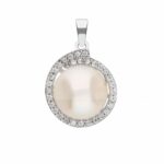 Women's pearl and cubic zirconia pendant in 18K Gold