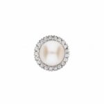 Women's pearl and cubic zirconia pendant in 18K Gold