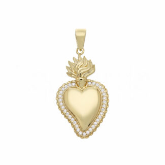 Sacred Heart Pendant in 18K Gold