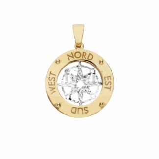 Men's Wind Rose Pendant in 18K Gold