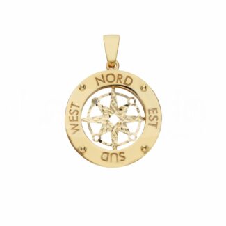 Men's Wind Rose Pendant in 18K Gold