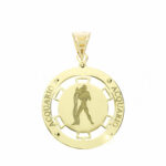 Laser engraved zodiac sign pendant in 18K Gold